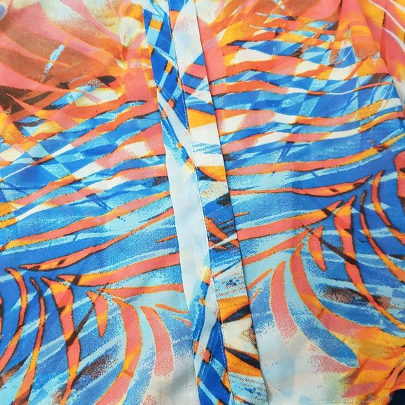 True Freedom Palm Leaf Sheer Top/Coverup  Size S  Multicolor - Picture 2 of 7